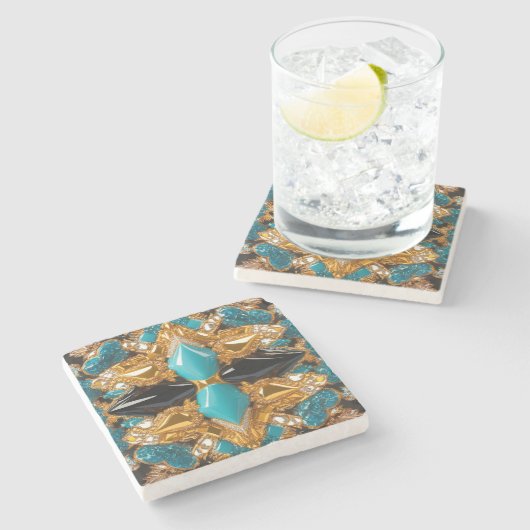 Speciaal stenen onderzetter met Bahamas kleuren (Zijkant)