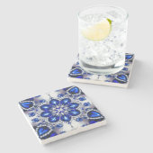 Speciaal stenen onderzetter met blauw-witte kleure (Zijkant)