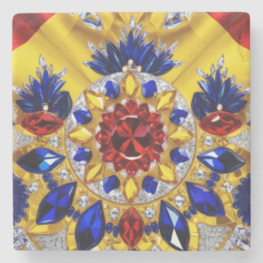 Speciaal stenen onderzetter met Roemeense kleuren (Voorkant)