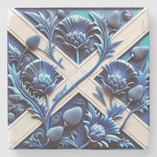 Speciaal stenen onderzetter met Schotse distels (Voorkant)