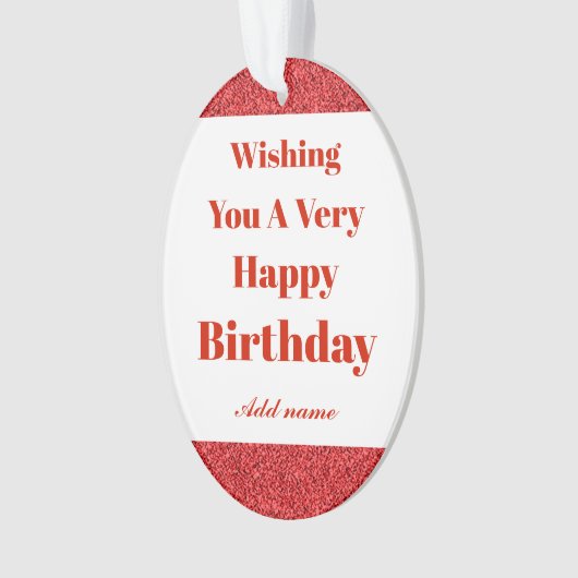 Speciaal stijlvol gefeliciteerd verjaardagssieremo ornament (voorkant)