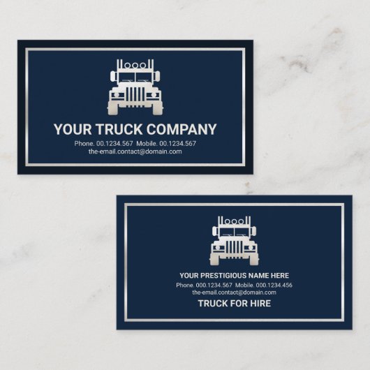 Speciaal Stijlvol Silver Border Cargo Transport Visitekaartje (Voorkant / Achterkant)