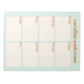 Speciaal stijlvol weekblad in Aqua Mint Notitieblok (Voorkant)