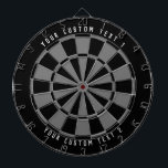 Speciaal stijlvol zwart en grijs dartbord<br><div class="desc">Stijlvol,  donkergekleurd dartboard ontwerp met twee regels van uw aangepaste tekst in witte lettertypen.</div>