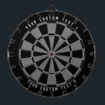 Speciaal stijlvol zwart en grijs dartbord<br><div class="desc">Stijlvol,  donkergekleurd dartboard ontwerp met twee regels van uw aangepaste tekst in witte lettertypen.</div>