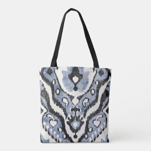 Speciaal stoffig blauw Ikat Pattern Bridesmaid Tote Bag (Achterkant)