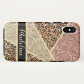 Speciaal Striped Roos Gold Glitter Leopard Case-Mate iPhone Case (Achterkant (horizontaal))