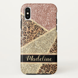 Speciaal Striped Roos Gold Glitter Leopard Case-Mate iPhone Case