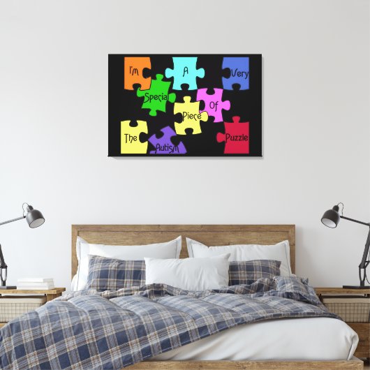 Speciaal stuk van het Autisme Puzzle Premium canva Canvas Afdruk (Insitu (Slaapkamer))