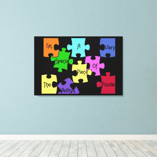 Speciaal stuk van het Autisme Puzzle Premium canva Canvas Afdruk (Insitu (Houten vloer))