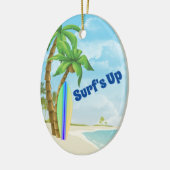 Speciaal surfplankstrand met kerstmis keramisch ornament (Links)
