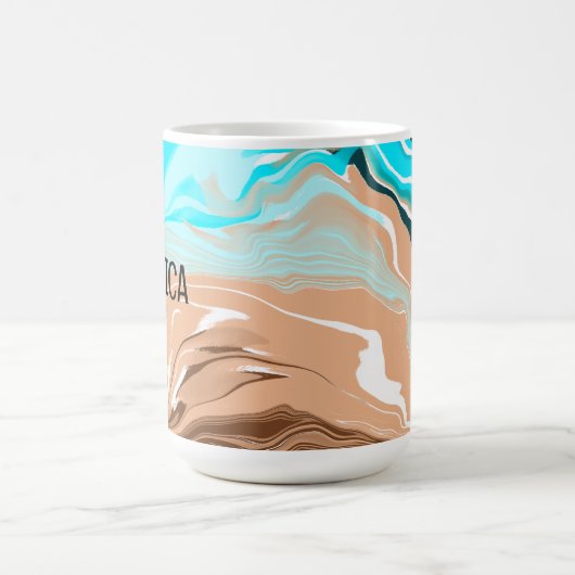 Speciaal tan naar blauwe ombre fluid Art Koffiemok (Center)