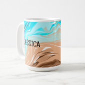 Speciaal tan naar blauwe ombre fluid Art Koffiemok (Voorkant links)