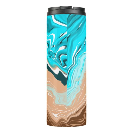 Speciaal tan naar blauwe ombre fluid Art Thermosbeker (Achterkant)