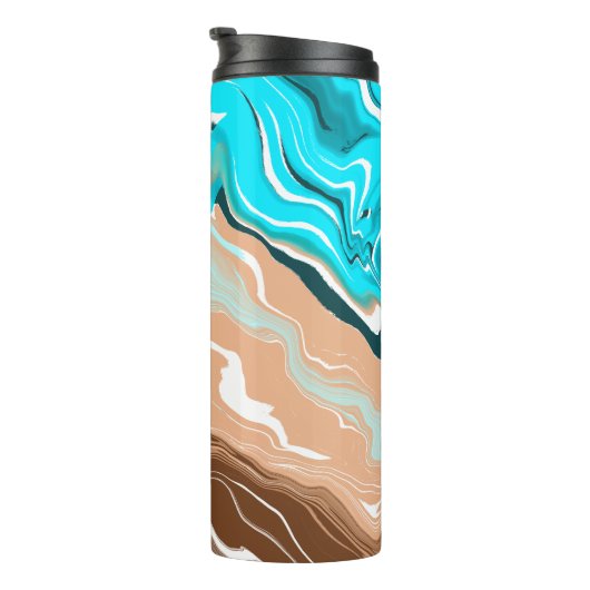 Speciaal tan naar blauwe ombre fluid Art Thermosbeker (Geroteerd rechts)