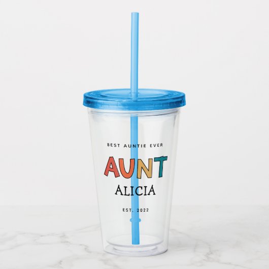 Speciaal Tante Retro Gift Best Auntie Ever Cute Acryl Drinkbeker (Voorkant)