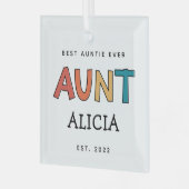 Speciaal Tante Retro Gift Best Auntie Ever Cute Glas Ornament (Voorkant links)