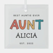 Speciaal Tante Retro Gift Best Auntie Ever Cute Glas Ornament (Voorkant)