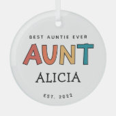 Speciaal Tante Retro Gift Best Auntie Ever Cute Glas Ornament (Voorkant)
