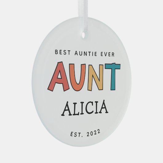 Speciaal Tante Retro Gift Best Auntie Ever Cute Glas Ornament (Voorkant Rechts)