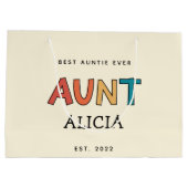 Speciaal Tante Retro Gift Best Auntie Ever Cute Groot Cadeauzakje (Achterkant)