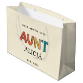 Speciaal Tante Retro Gift Best Auntie Ever Cute Groot Cadeauzakje (Achterkant Gekanteld)