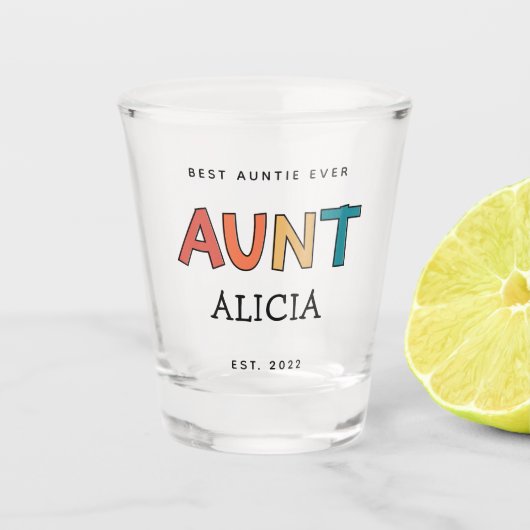 Speciaal Tante Retro Gift Best Auntie Ever Cute Shot Glas (Voorkant)