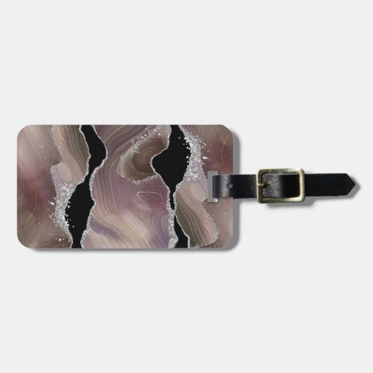 Speciaal tapijt en zwart gekleurd zilver glitter bagagelabel (Voorkant horizontaal)