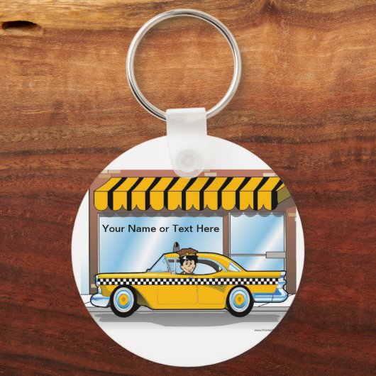 Speciaal taxichauffeur - Mannelijke Cartoon Sleutelhanger (Voorkant)