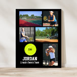 Speciaal Tennis Team Foto Collage School Poster<br><div class="desc">Dit gepersonaliseerde tennisteam fotocollage poster bevat uw favoriete geüploade tennisfoto's, een tennisballafbeelding met de naam van uw speler en de school (of uw aangepaste tekst). Dit ontwerp wordt geplaatst tegen een achtergrondkleur van uw keus - enkel klik op pas aan en kies dan de achtergrondkleur op het recht - pas...</div>