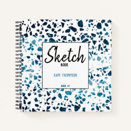 Speciaal Terrazzo Mosaic Navy Blue Sketchbook Notitieboek