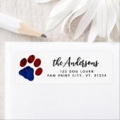 Speciaal terugkeeradres patriottic Paw Print Etiket (Insitu)