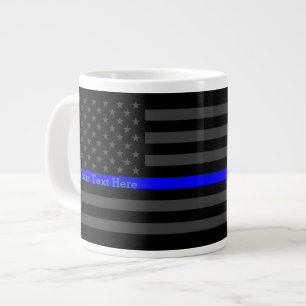 Speciaal thin Blue Line Grey US Flag Design Grote Koffiekop