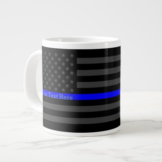 Speciaal thin Blue Line Grey US Flag Design Grote Koffiekop (Links)