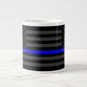 Speciaal thin Blue Line Grey US Flag Design Grote Koffiekop (Voorkant)