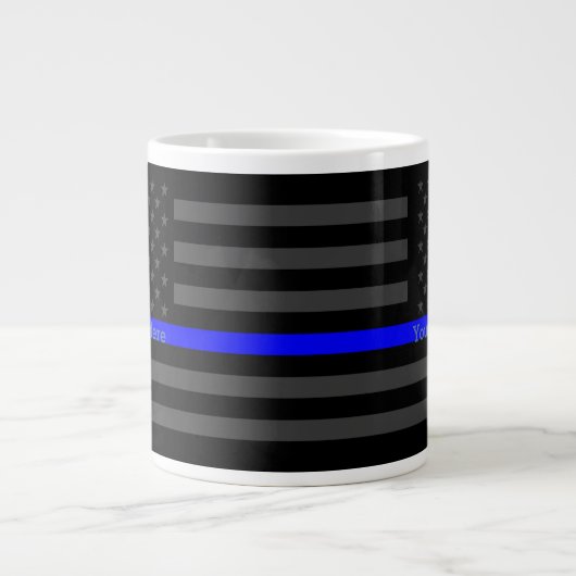 Speciaal thin Blue Line Grey US Flag Design Grote Koffiekop (Voorkant)