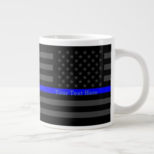 Speciaal thin Blue Line Grey US Flag Design Grote Koffiekop (Rechts)