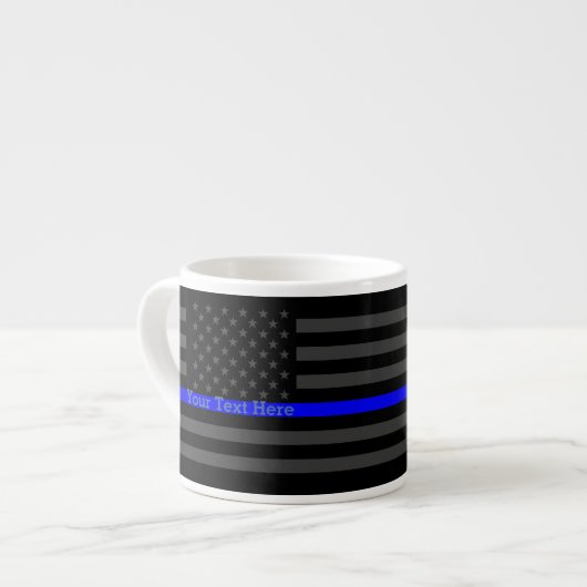 Speciaal thin Blue Line Grey US Flag Gift Espresso Kop (Links)