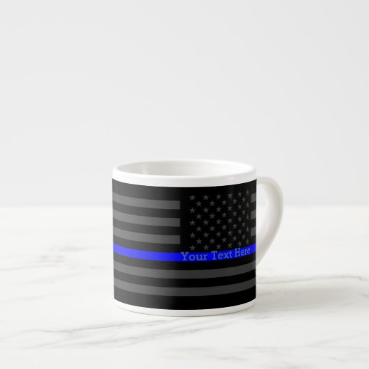 Speciaal thin Blue Line Grey US Flag Gift Espresso Kop (Voorkant rechts)
