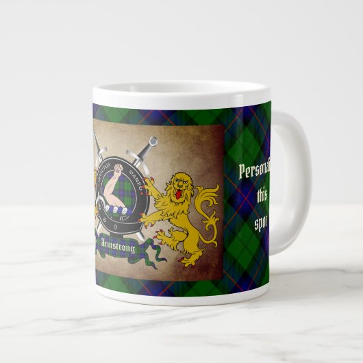 Speciaal toegewezen Armstrong LAN Badge & Tartan Grote Koffiekop (Voorkant rechts)