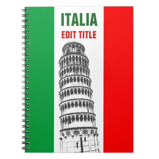 Speciaal toren van de Pisa en de Italiaanse vlag Notitieboek (Voorkant)