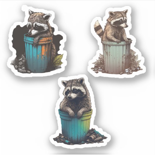 Speciaal trash Panda Raccoon Super Sticker Pack (Voorkant)