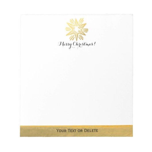 Speciaal Trendy Gold Foil Star Merry Kerstmis Notitieblok (Voorkant)