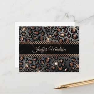 Speciaal Trendy Leopard Black Gold Glitter Briefkaart