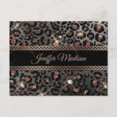 Speciaal Trendy Leopard Black Gold Glitter Briefkaart (Voorkant)