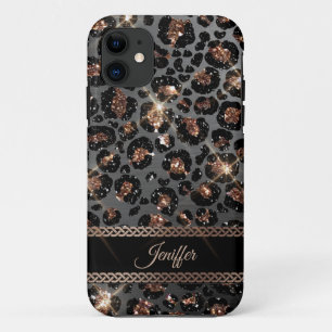 Speciaal Trendy Leopard Black Gold Glitter Case-Mate iPhone Case