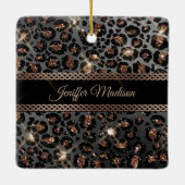 Speciaal Trendy Leopard Black Gold Glitter Keramisch Ornament (Achterkant)