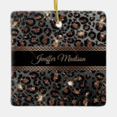 Speciaal Trendy Leopard Black Gold Glitter Keramisch Ornament (Voorkant)