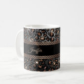 Speciaal Trendy Leopard Black Gold Glitter Koffiemok (Voorkant links)