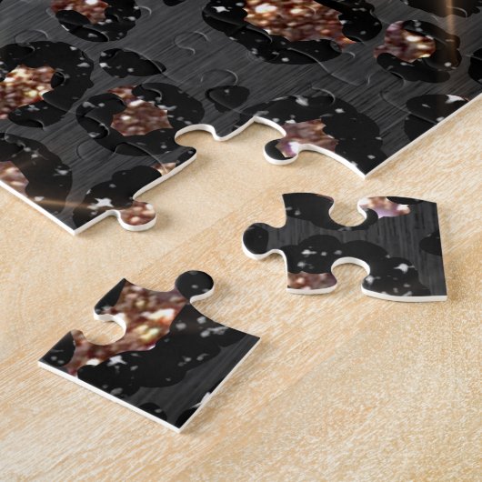 Speciaal Trendy Leopard Black Gold Glitter Legpuzzel (Zijkant)